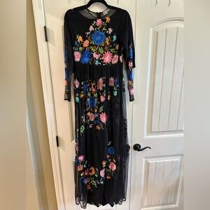 ASOS Black Long Sleeve Dress with Vibrant Floral Design